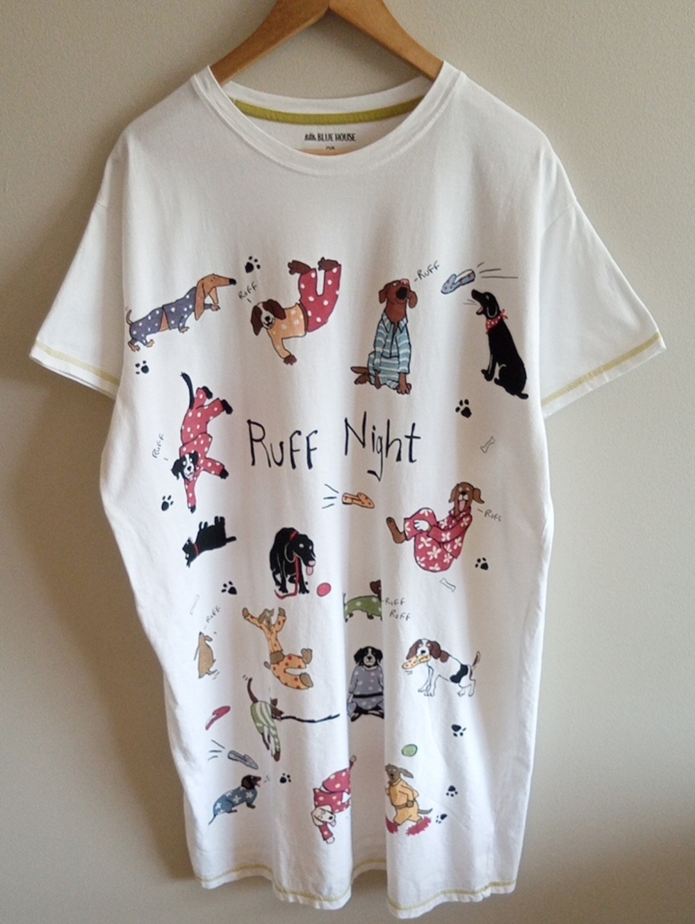Hatley White 'Ruff Night' Dog Print Nightshirt OSFM